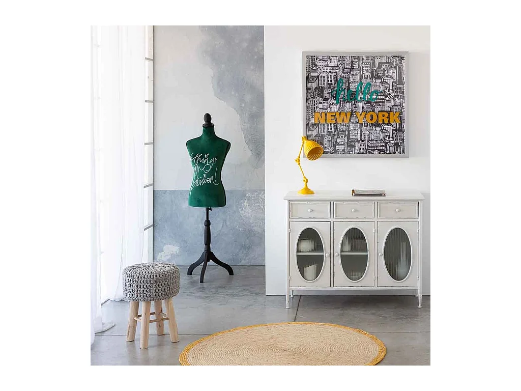 Alfombra redonda de yute color marrón d120x1