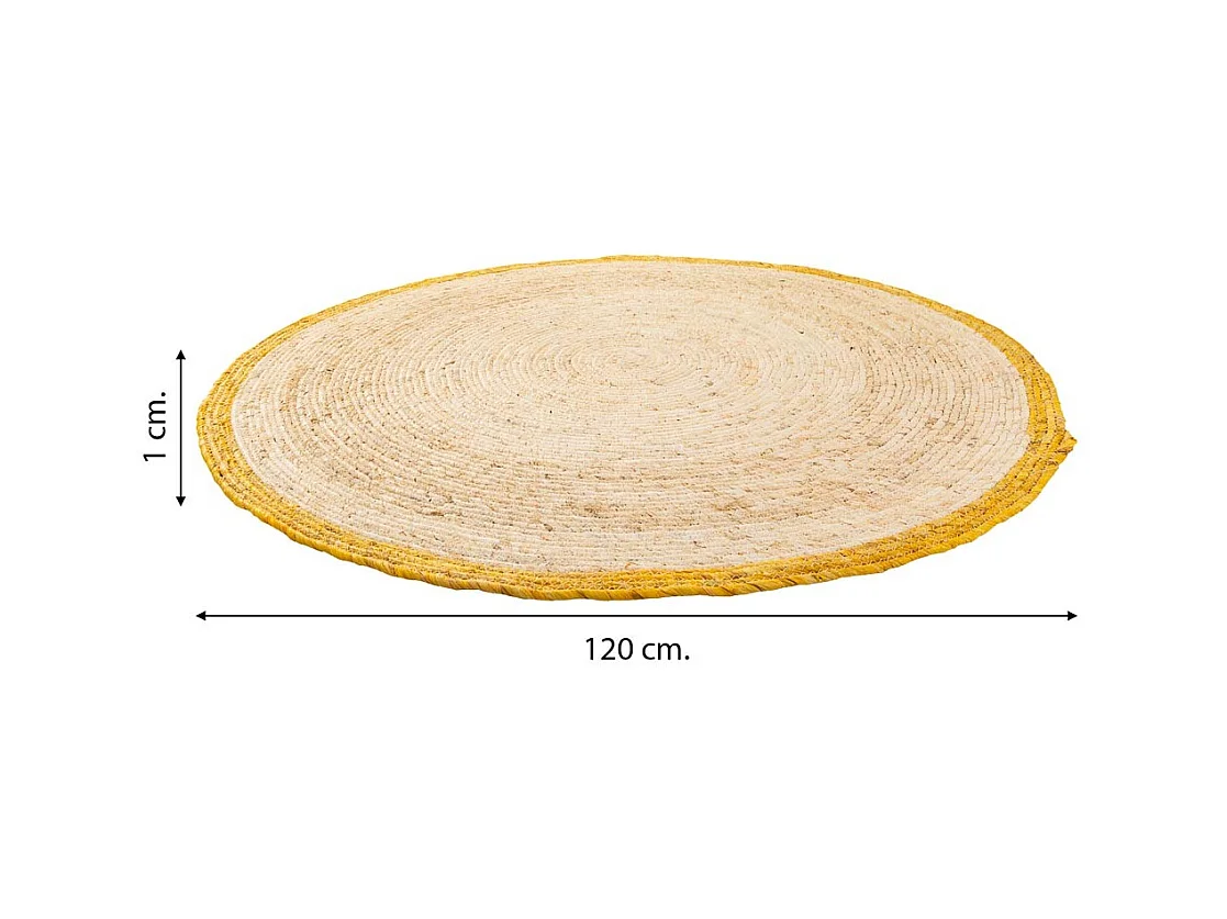 Alfombra redonda de yute color marrón d120x1