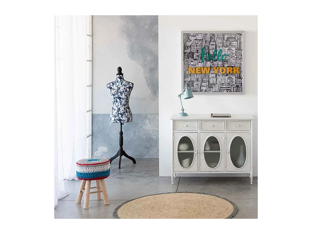 Alfombra redonda de yute color marrón d120x1