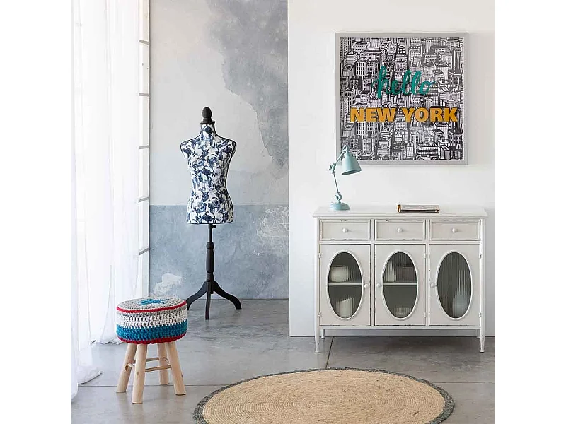 Alfombra redonda de yute color marrón d120x1