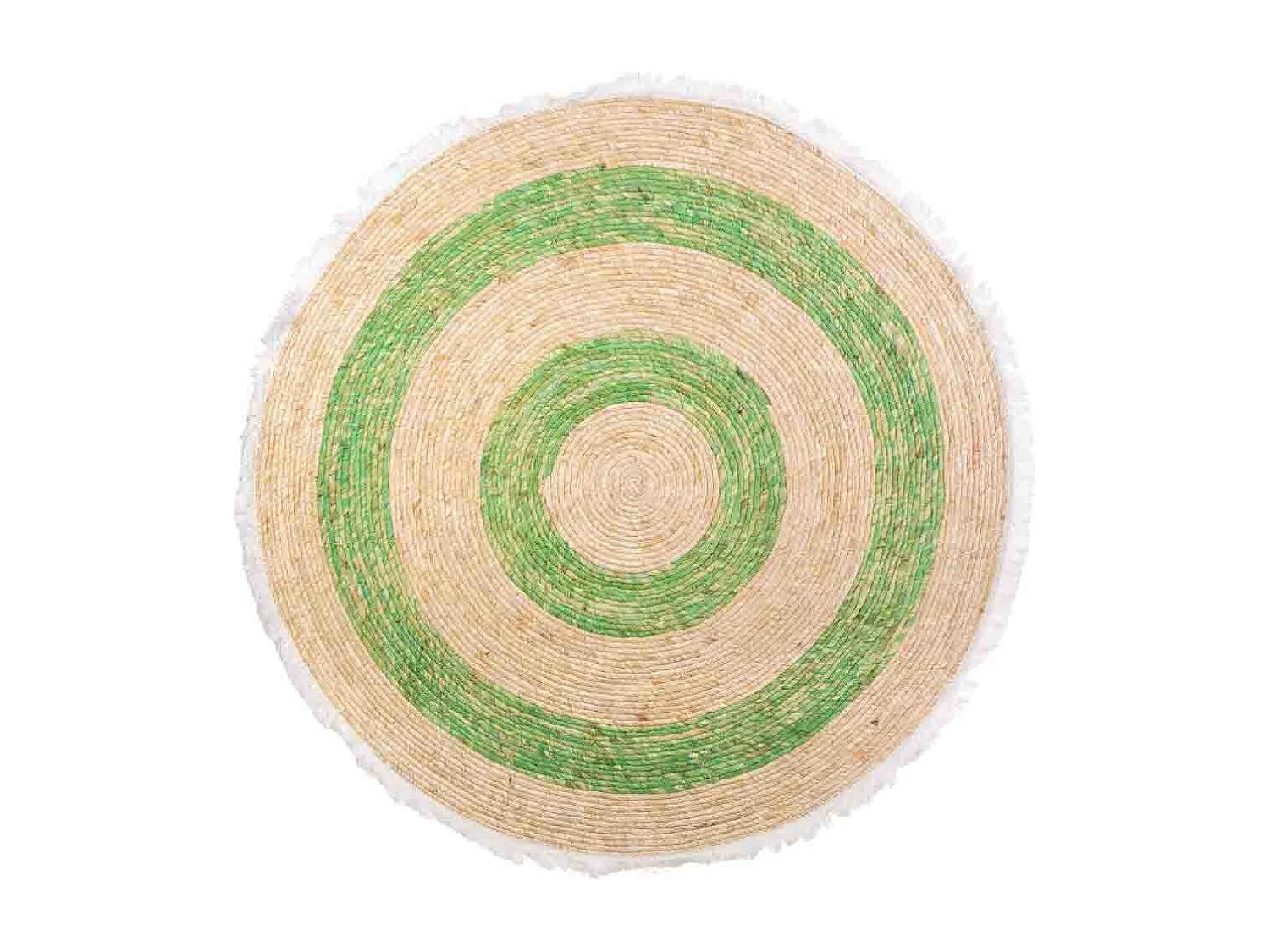 Grüner handgefertigter gewebter Naturfaserteppich, D120x1h cm