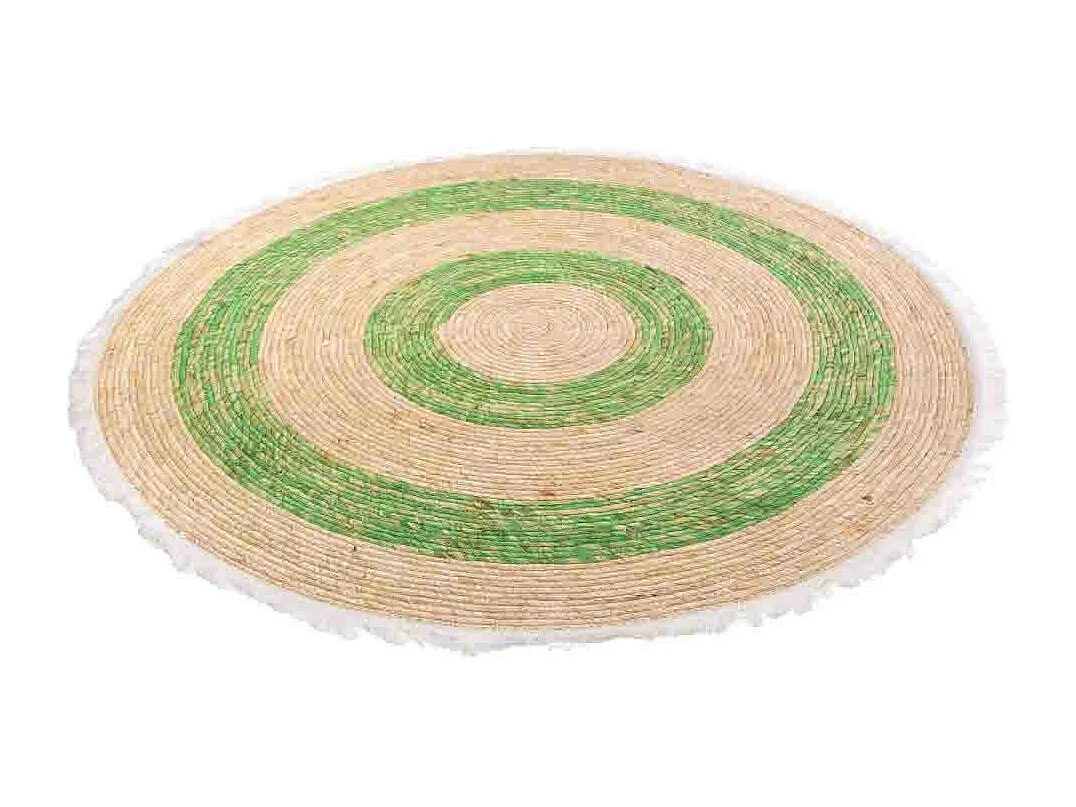 Grüner handgefertigter gewebter Naturfaserteppich, D120x1h cm