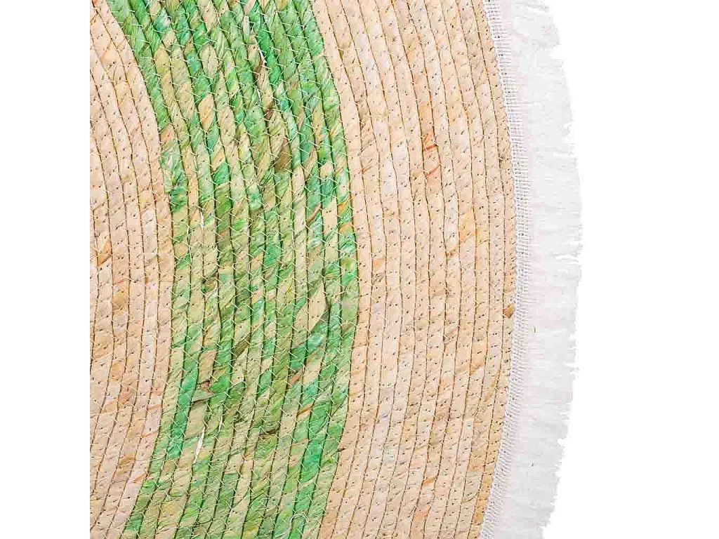 Grüner handgefertigter gewebter Naturfaserteppich, D120x1h cm