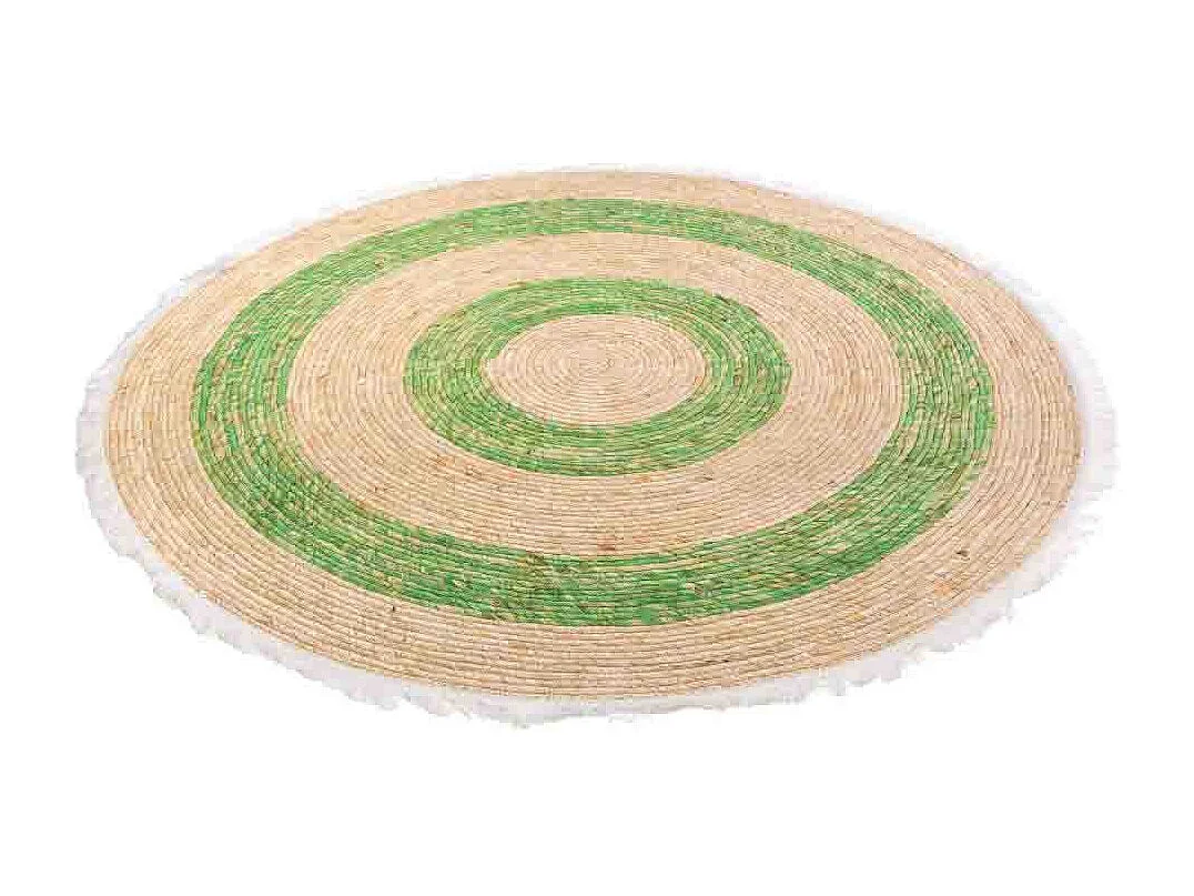 Tapete verde feito à mão em fibra natural d120x1