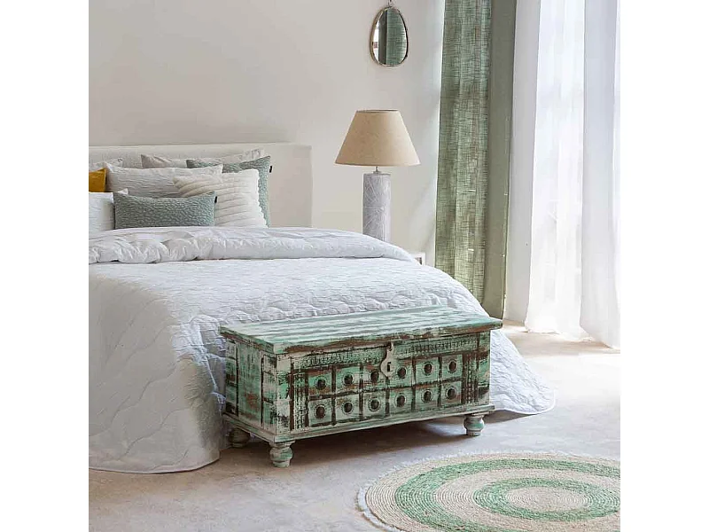 Alfombra fibra natural tejido artesanal verde d120x1