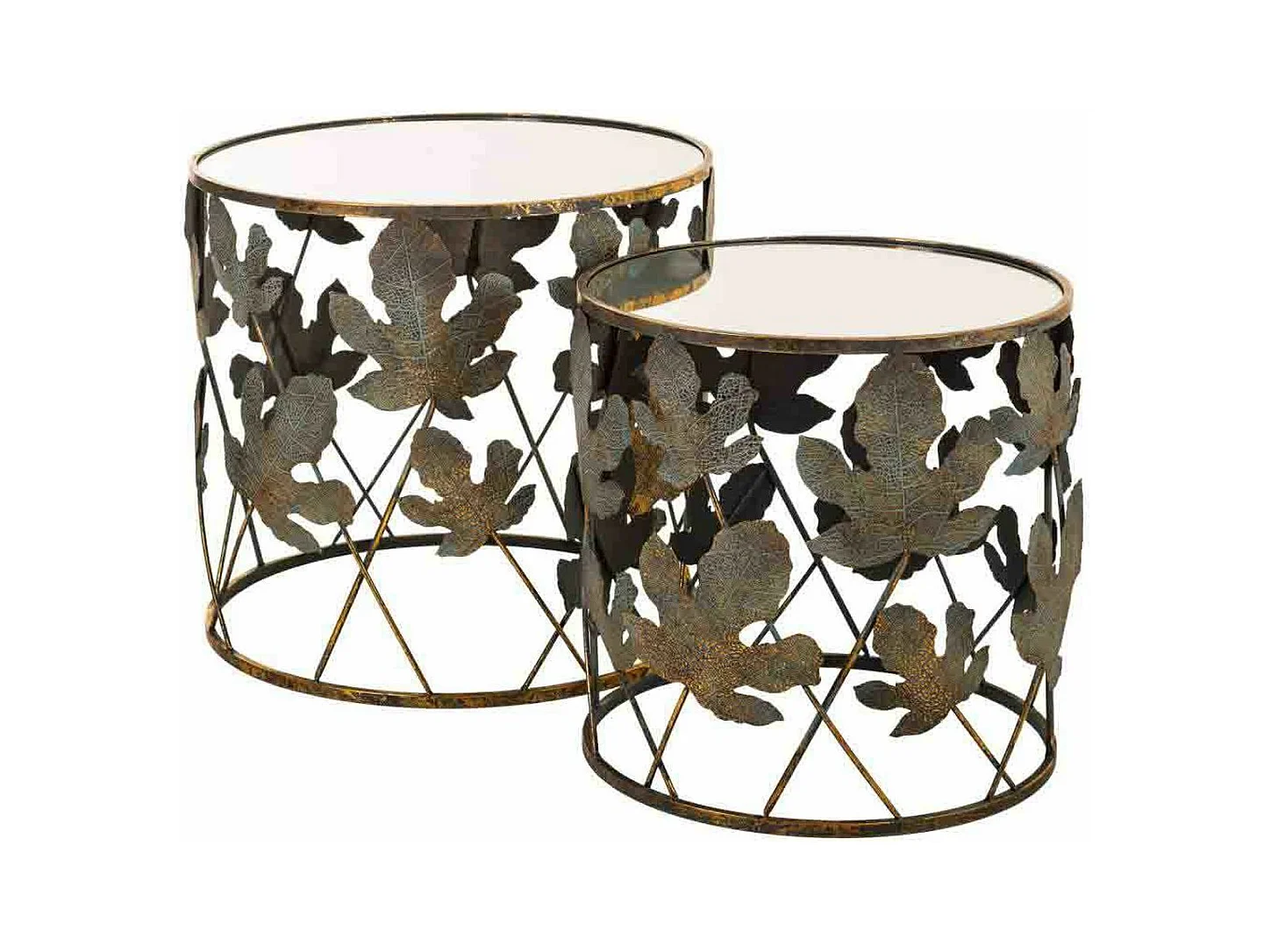 Jeu de 2 tables Alexandra House Living Doré verre Fer 60 x 56 x 60 cm DKD home décor