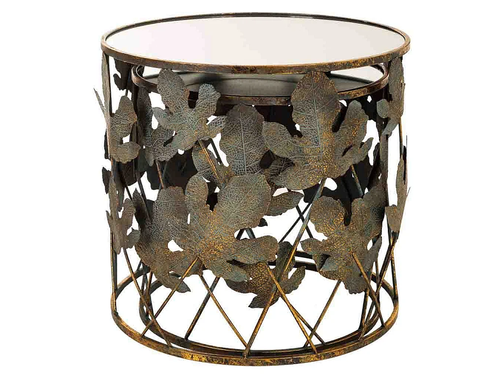 Jeu de 2 tables Alexandra House Living Doré verre Fer 60 x 56 x 60 cm DKD home décor