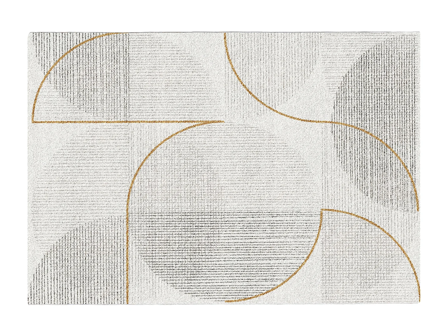 Design-Hochflorteppich mit geometrischen Formen - 160 x 230 cm - Cremefarben, Grau & Goldfarben - TOLGA