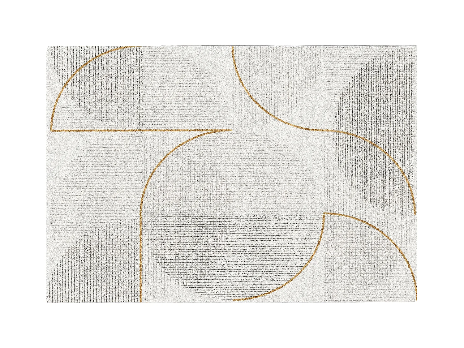 Shaggy tæppe med geometrisk design - 160 x 230 cm - Creme, grå og gylden - TOLGA