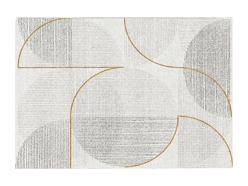 Tappeto shaggy dal design geometrico 160 x 230 cm Panna, Grigio e Dorato - TOLGA