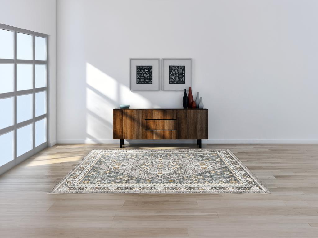 Vintage-Orientteppich - 160 x 230 cm - Blaugrau & Taupe - SAMARIA günstig online kaufen