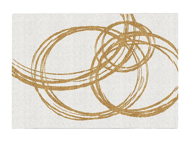 Tapis à motifs circulaires - 160 x 230 cm - Blanc et doré - LEINA