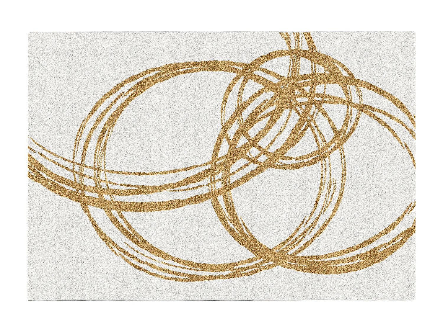 Alfombra de diseño con motivos circulares - 160 x 230 cm - Blanco y dorado - LEINA