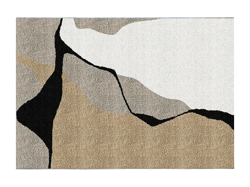 Designer-Teppich mit abstraktem Muster - 160 x 230 cm - Beige, Taupe & Weiß - BRADILI