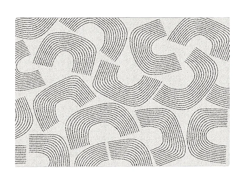 Tapis à motifs arcs - 160 x 230 cm - Crème et noir - ADRANO