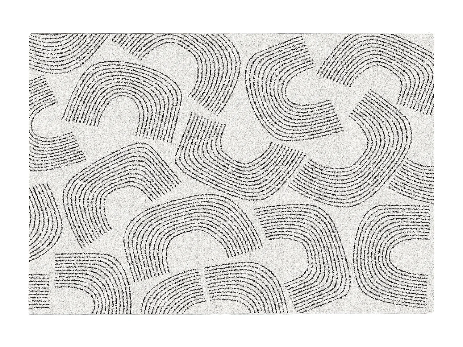 Tapis à motifs arcs - 160 x 230 cm - Crème et noir - ADRANO