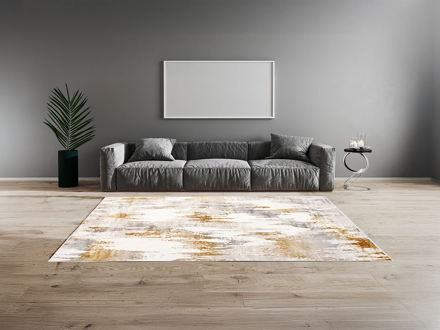 Vloerkleed in vintage stijl - 160 x 230 cm - Taupe, donkerbruin en wit - PALERIO