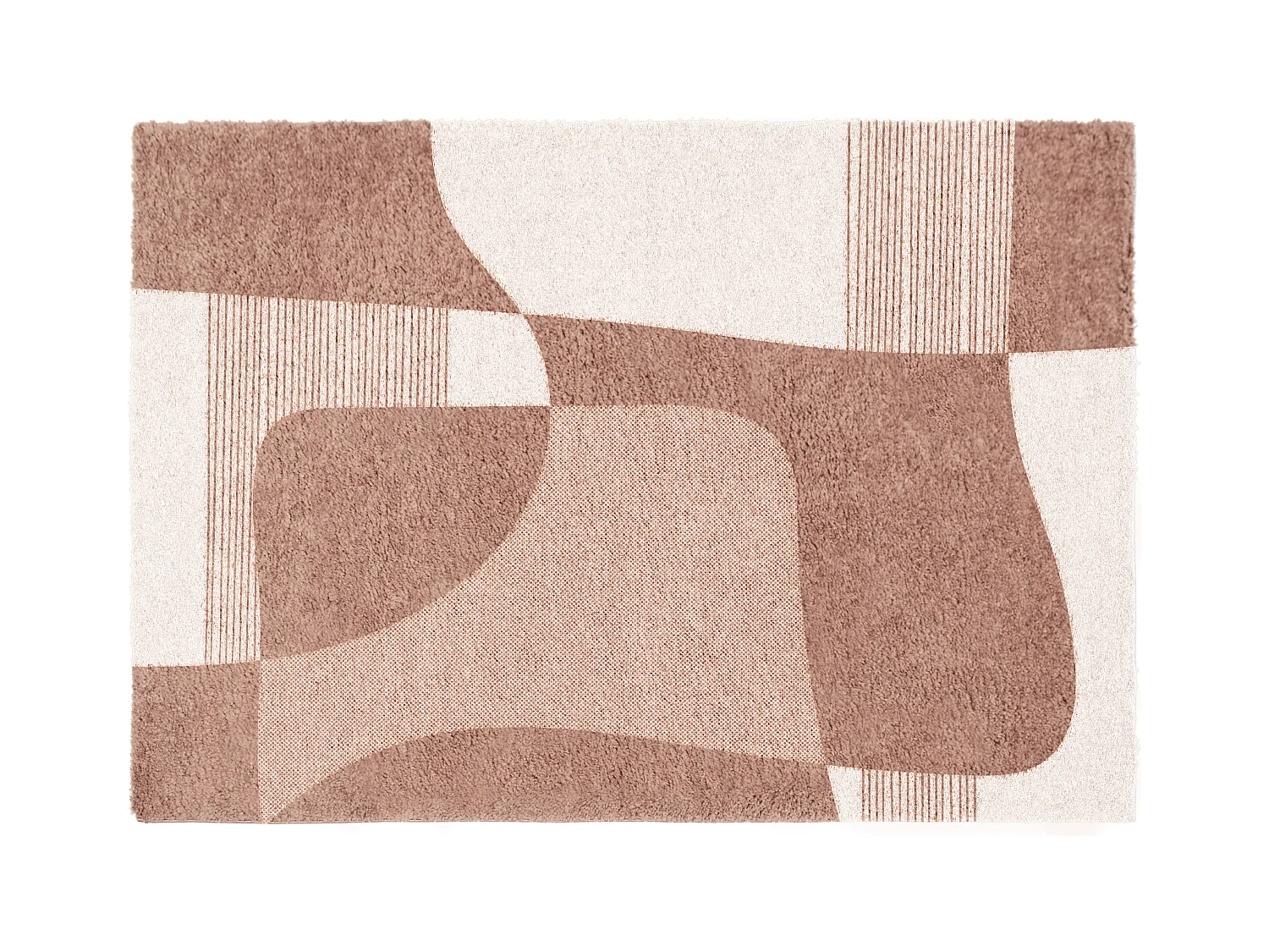 Shaggy tapijt met abstracte motieven - 160 x 230 cm - Crèmewit en bruin - RUMINIA