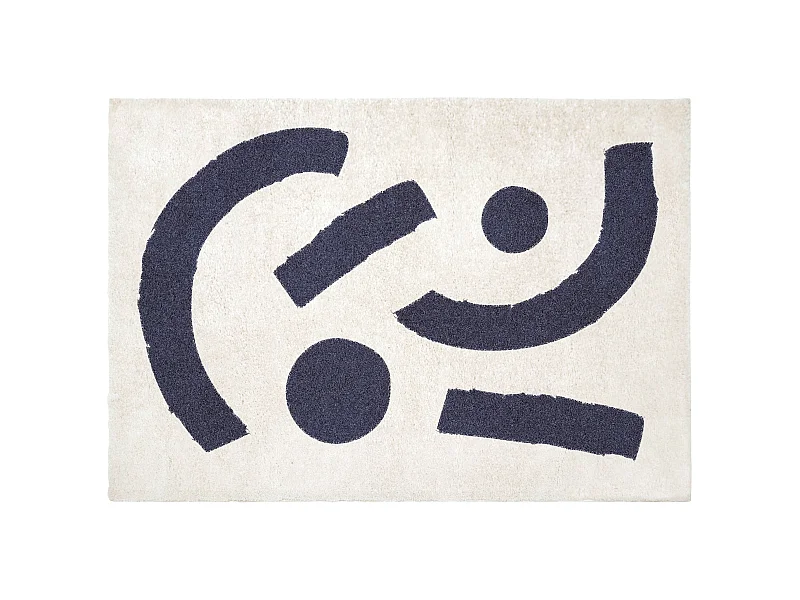 Hochflorteppich mit abstraktem Muster - 160 x 230 cm - Cremefarben & Dunkelblau - DRAOFI