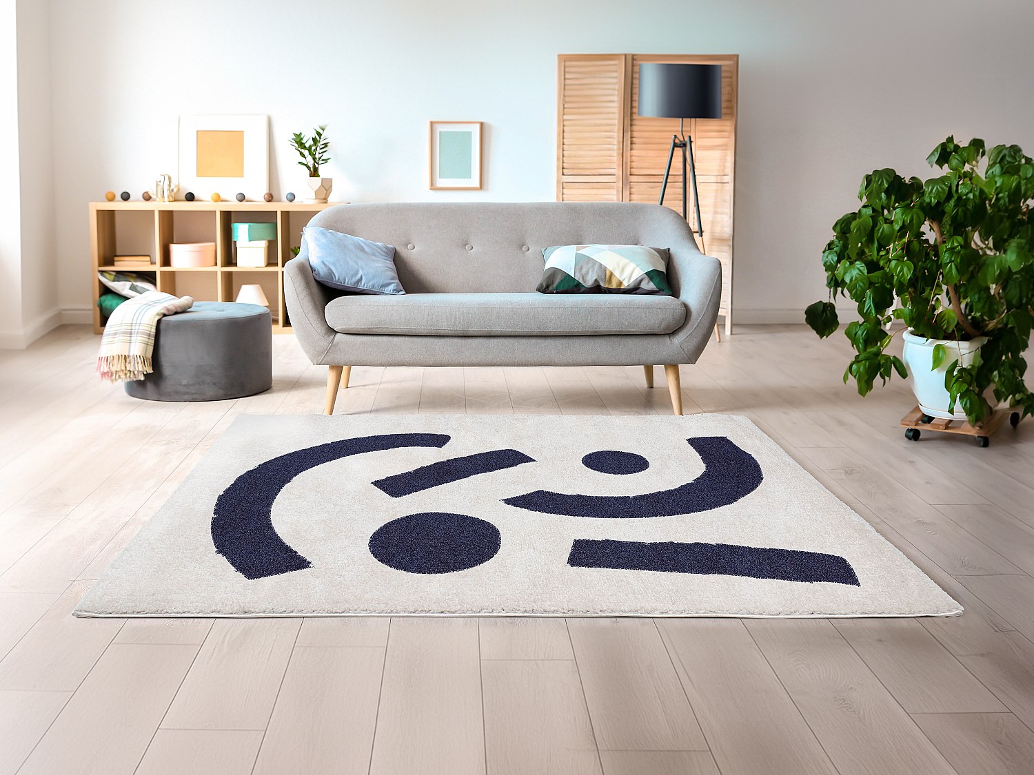 Hochflorteppich mit abstraktem Muster - 160 x 230 cm - Cremefarben & Dunkel günstig online kaufen