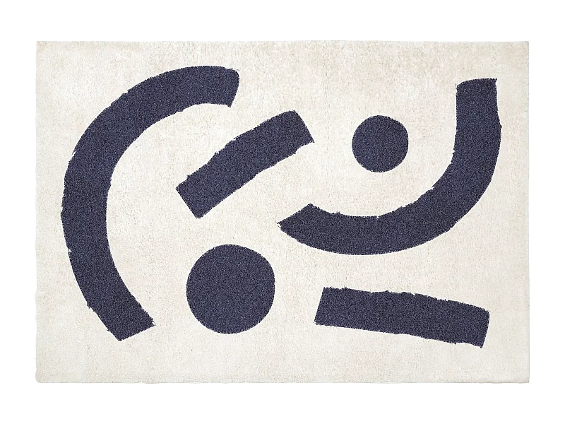 Tapete shaggy com motivos abstratos 160x230 cm cor creme e azul-escuro - DRAOFI