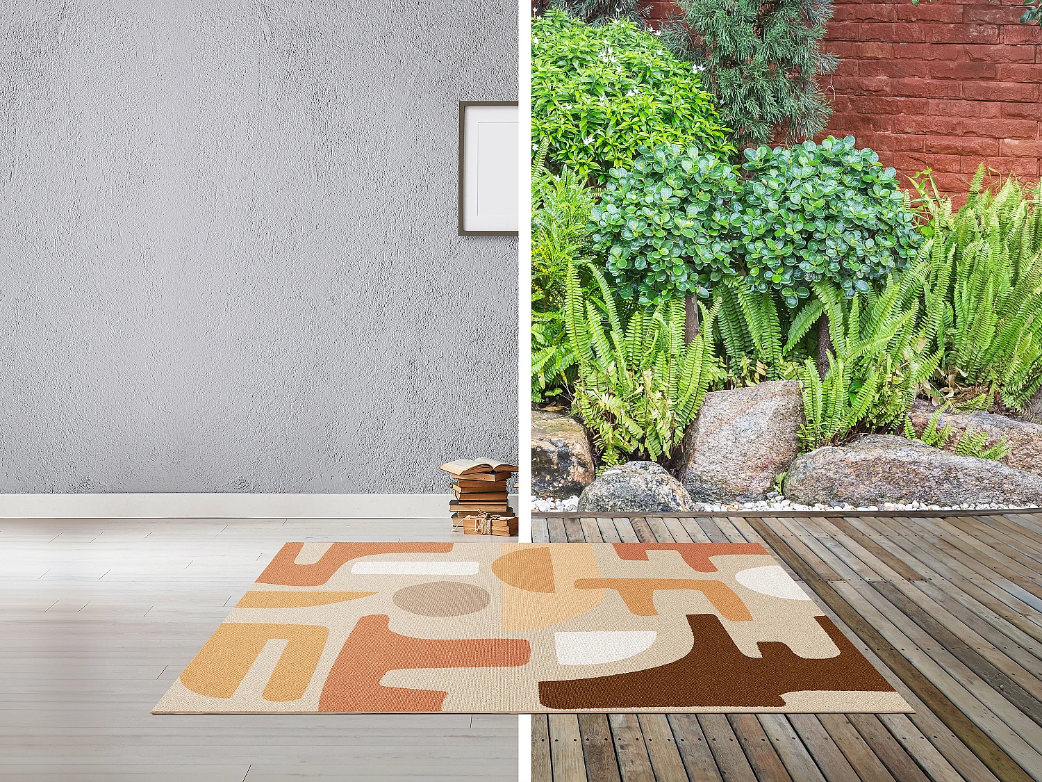 Tapis intérieur ou extérieur à motifs abstraits - 150 x 200 cm - Multicolore - ENIGMO