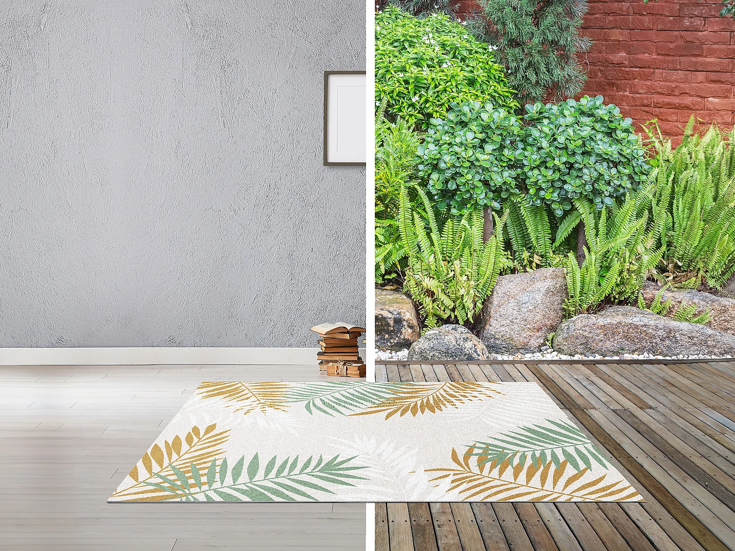 Tapis intérieur ou extérieur motif tropical - 150 x 200 cm - Multicolore - PALMIRA