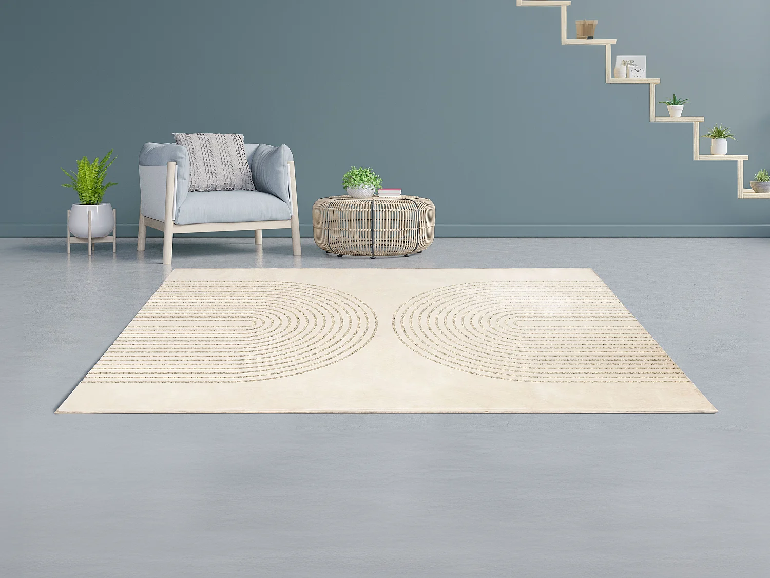 Tapis à motifs arcs brillants - 160 x 230 cm - Beige et doré - SABLIGA