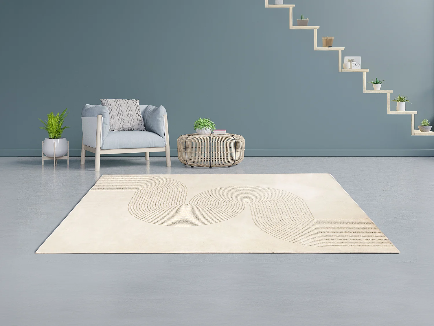 Teppich mit Bogenmotiv glänzend - 160 x 230 cm - Beige & Goldfarben - OLYMPERA