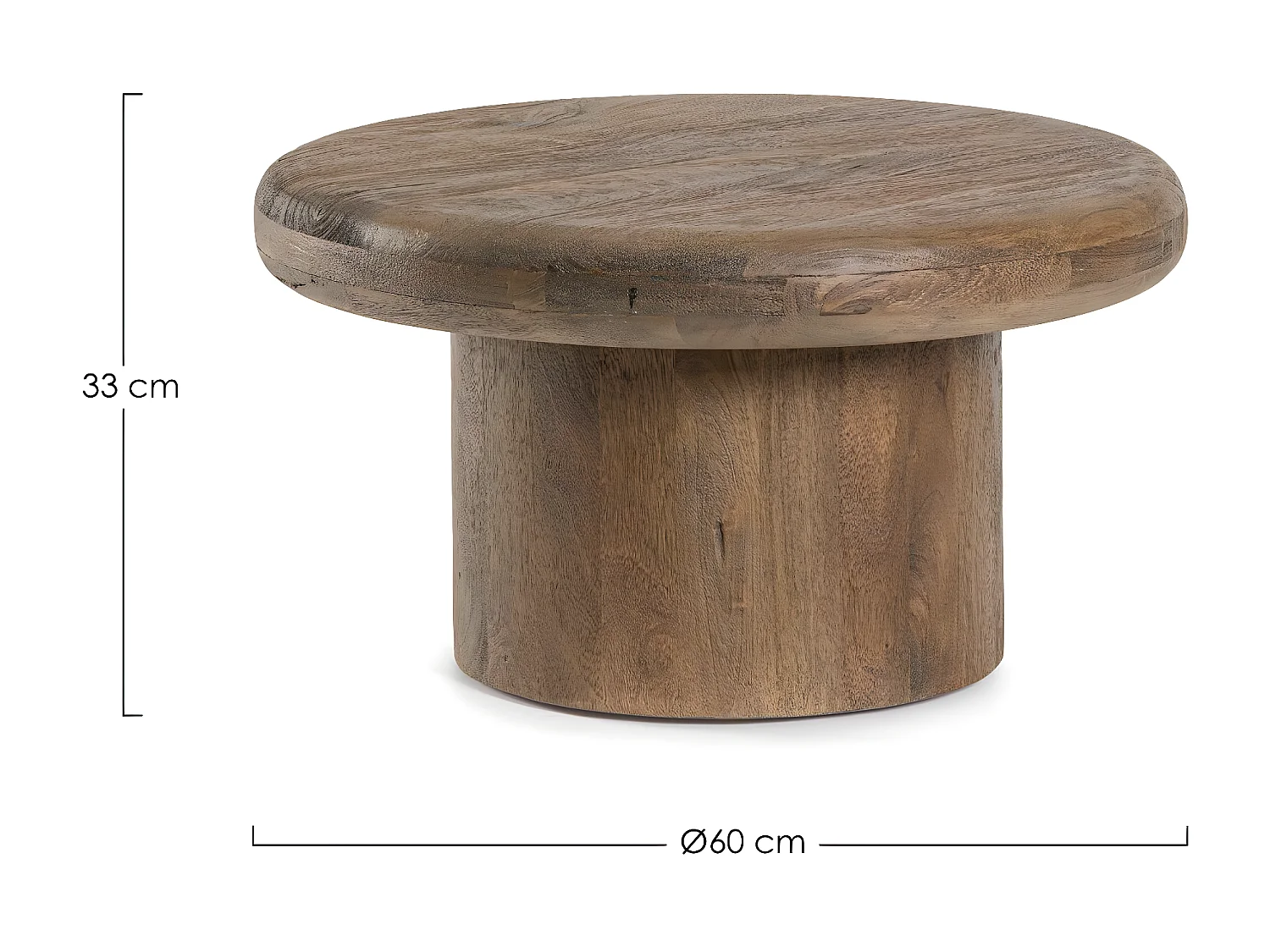 Table basse de salon ronde en bois de manguier D60 - JUAREZ