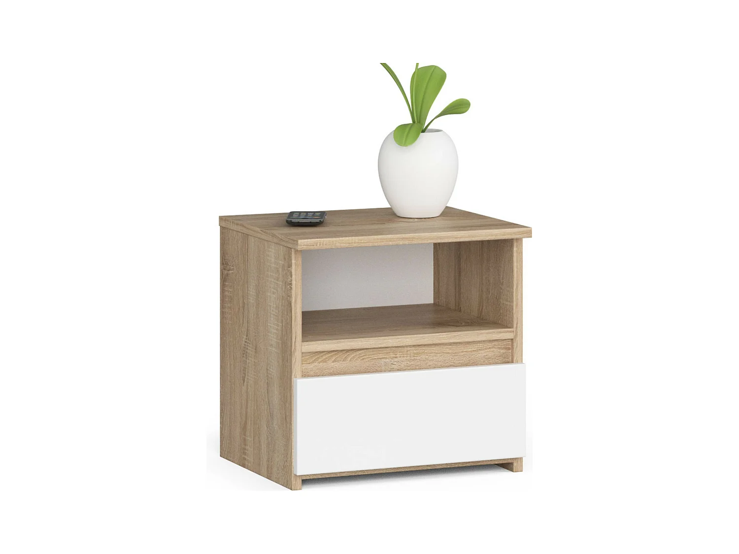 Table de chevet AKORD CL1 Chêne Sonoma 40 cm 1 tiroir façade Blanche 1 étagère 40x35x40 cm