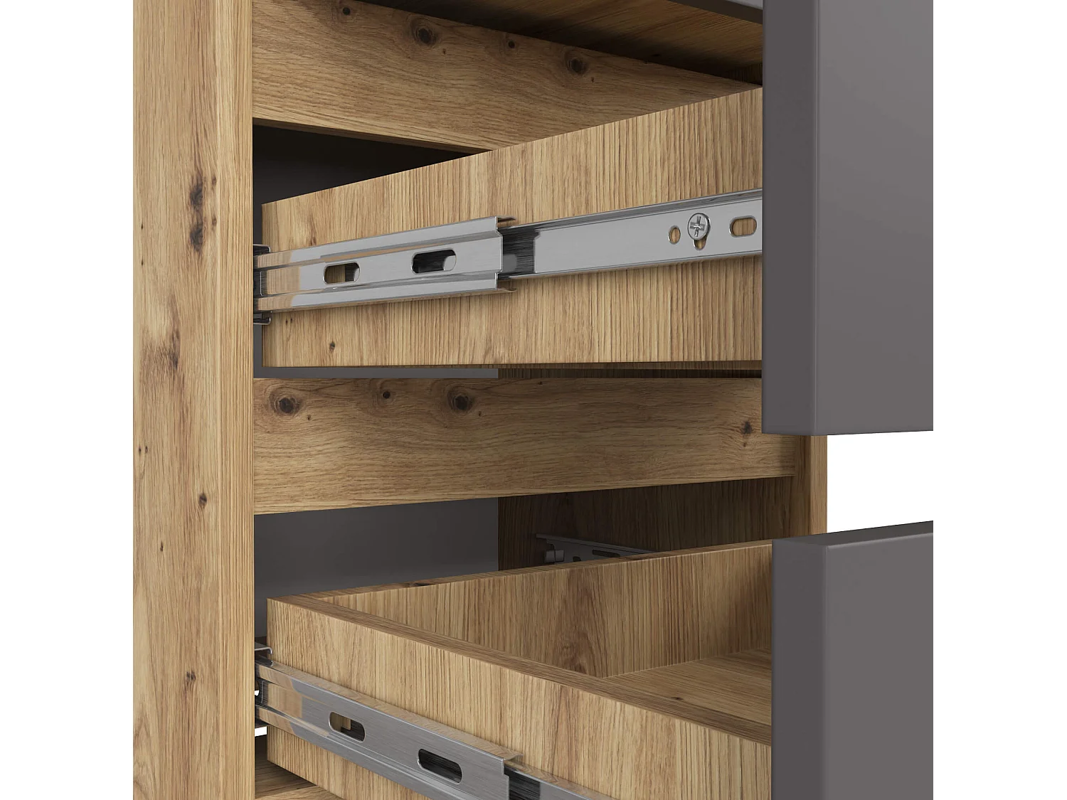 Table de chevet AKORD CL3 Chêne Artisan 40 cm 3 tiroirs façade Gris Graphite 40x35x57 cm