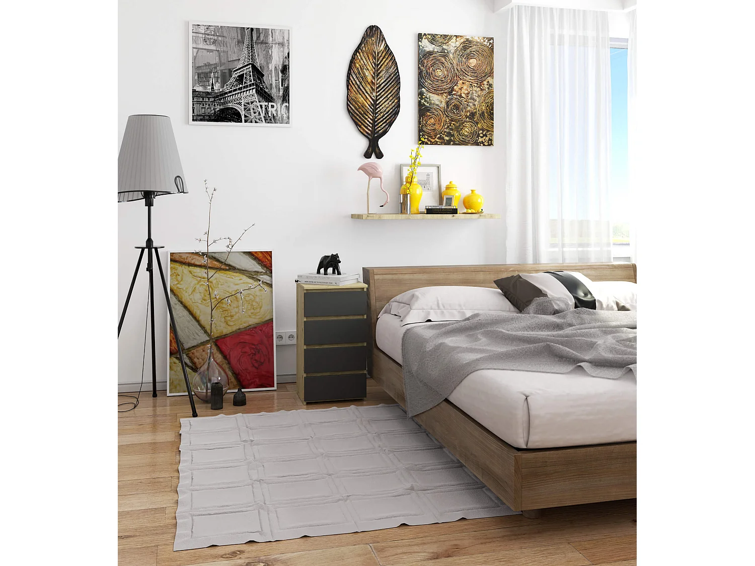 Kast met 4 Laden - Artisan Eiken & Grijs