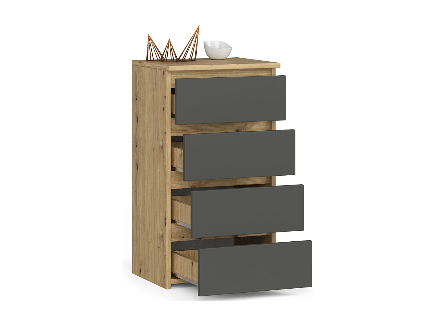 Kommode CL4 met 4 Lades / AKORD Furniture Factory / Artisan Eik - Grafietgrijs / 40x74x35 cm