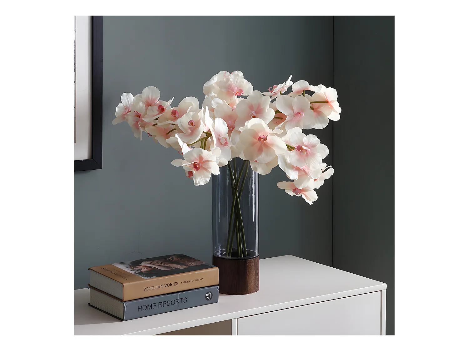 Tige d'Orchidée Phalaenopsis - Rose / 45 cm