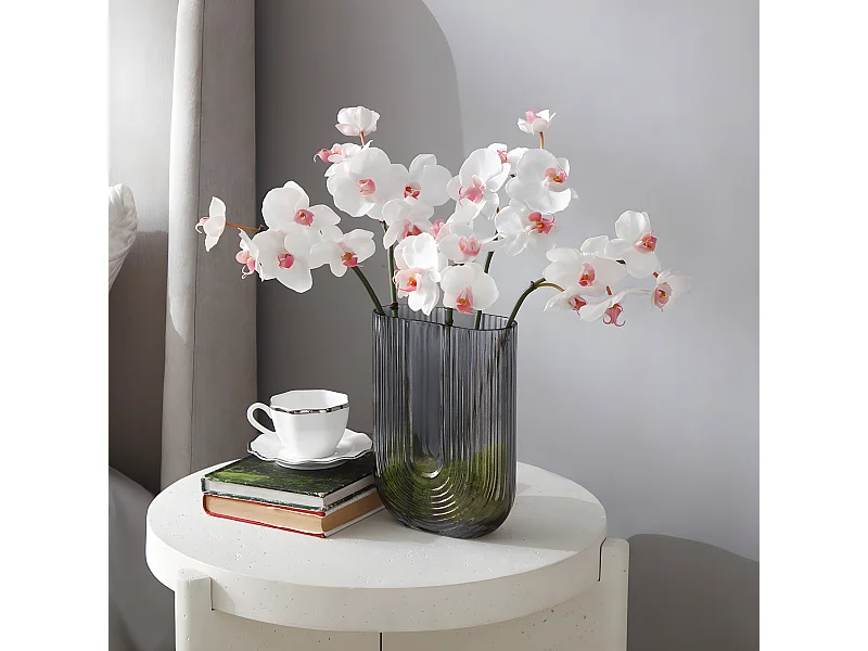 Tige d'Orchidée Phalaenopsis - Blanc / 45 cm