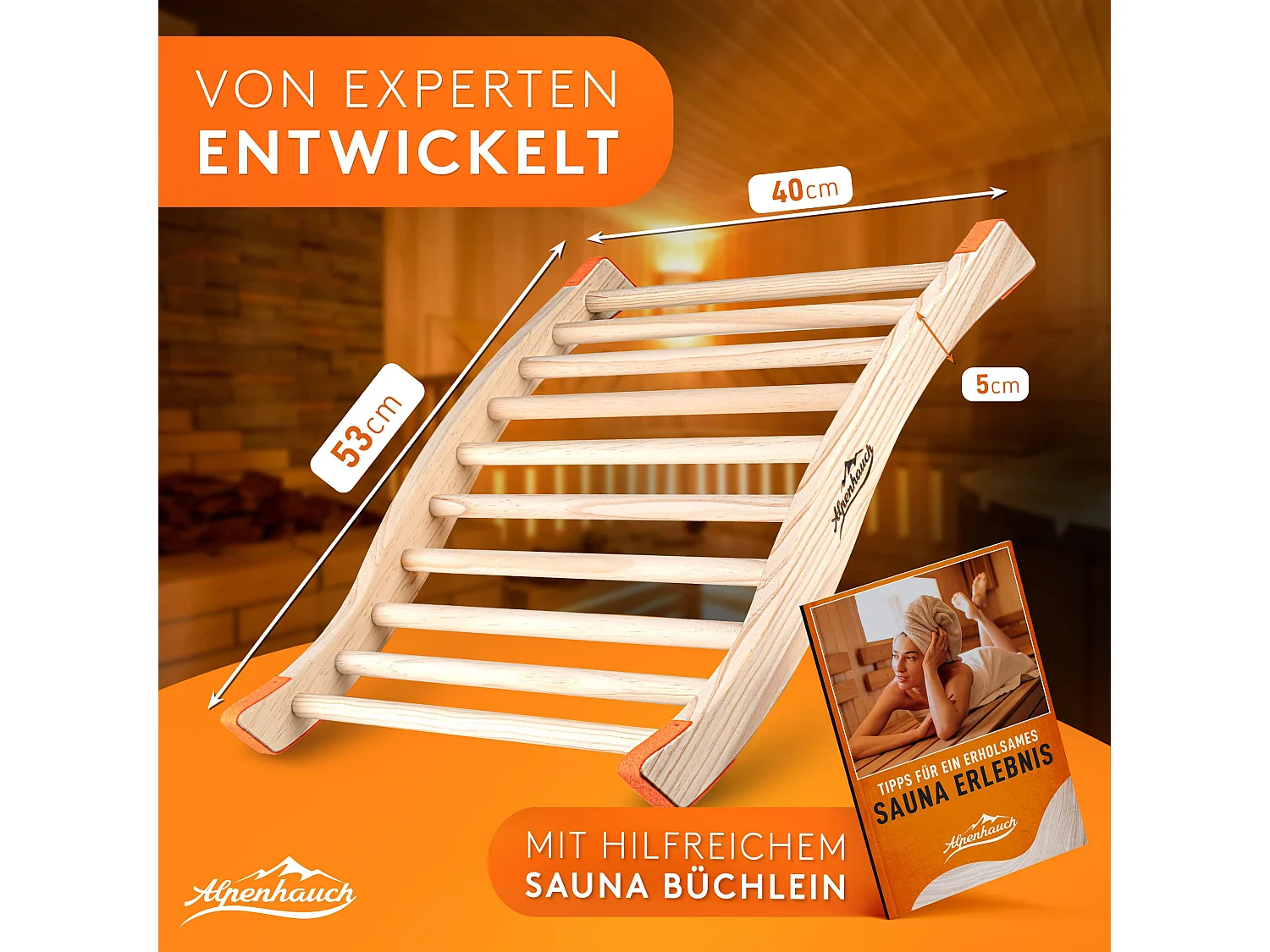 ALPENHAUCH Sauna Rückenlehne [aus 100% Naturholz]