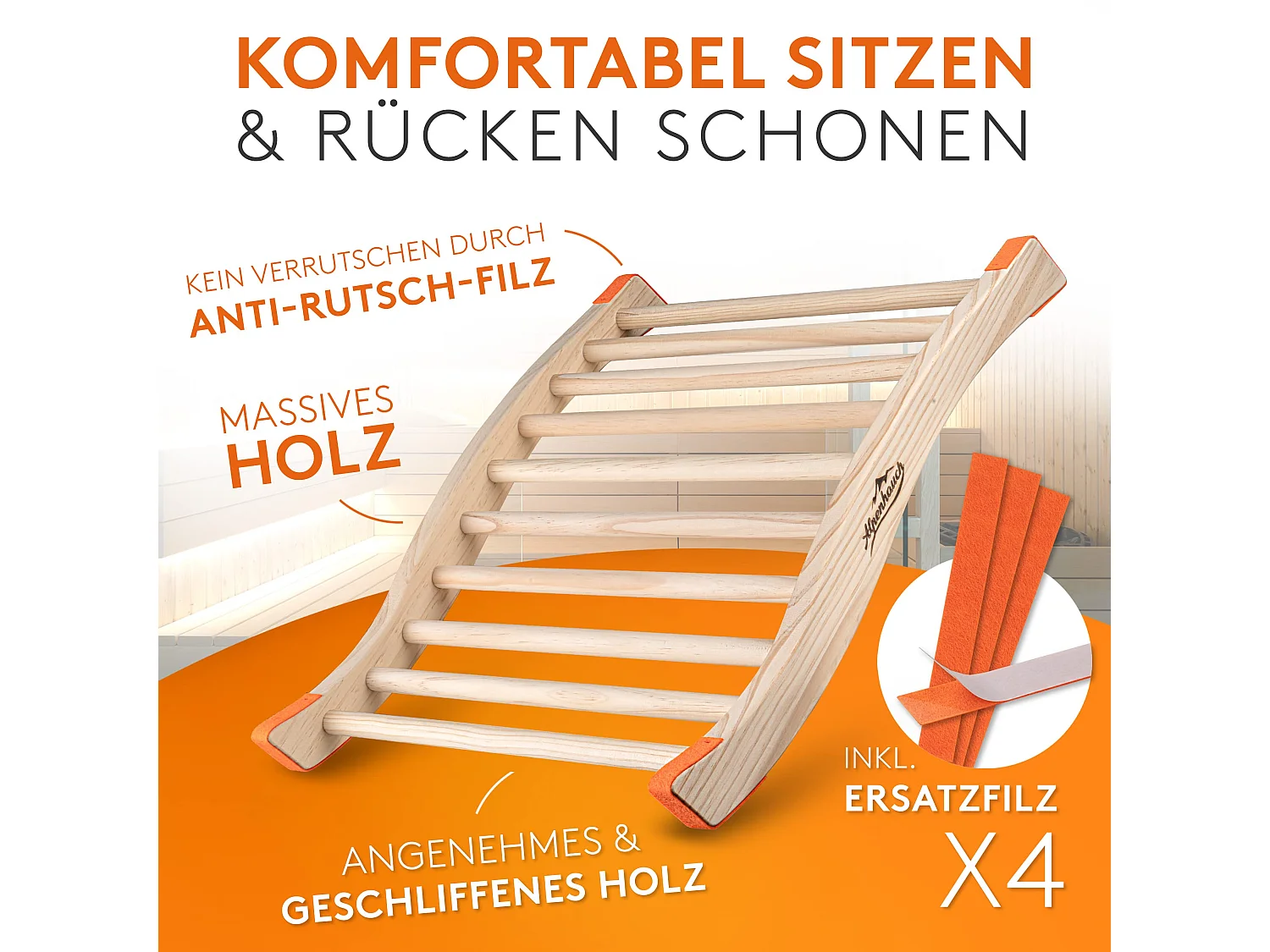 ALPENHAUCH Sauna Rückenlehne [aus 100% Naturholz]