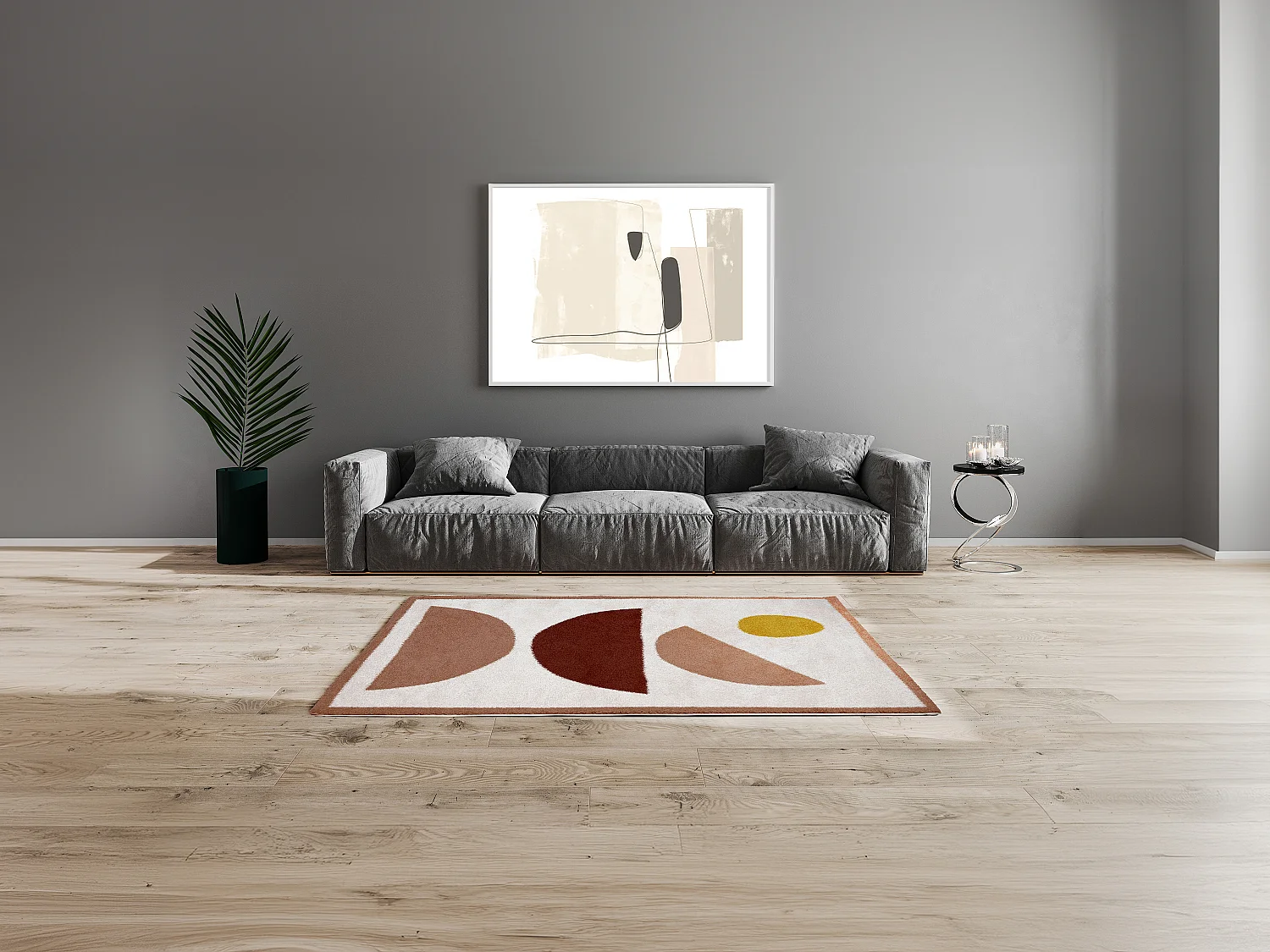 Tapis  shaggy à motifs abstraits - 120 x 170 cm - Crème et rose - MYNIO