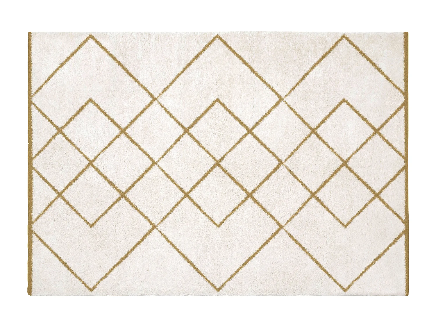 Tapis shaggy berbère - 120 x 170 cm - Blanc et doré - PRYSMI