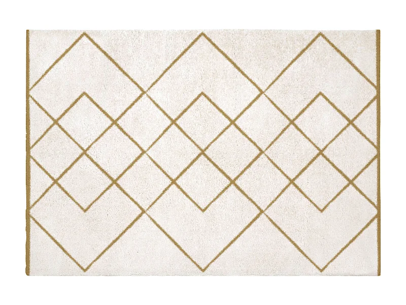 Tapis shaggy berbère - 120 x 170 cm - Blanc et doré - PRYSMI