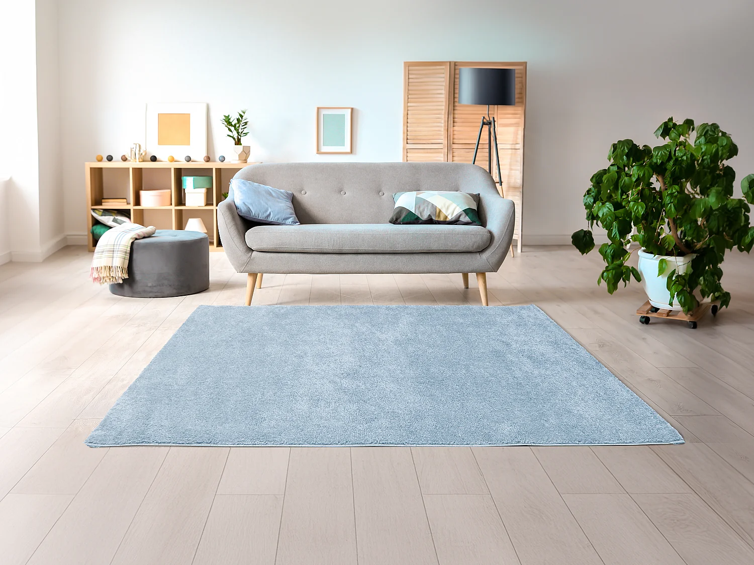 Tapis shaggy à poils longs - 160 x 230 cm - Bleu clair - MILINIO