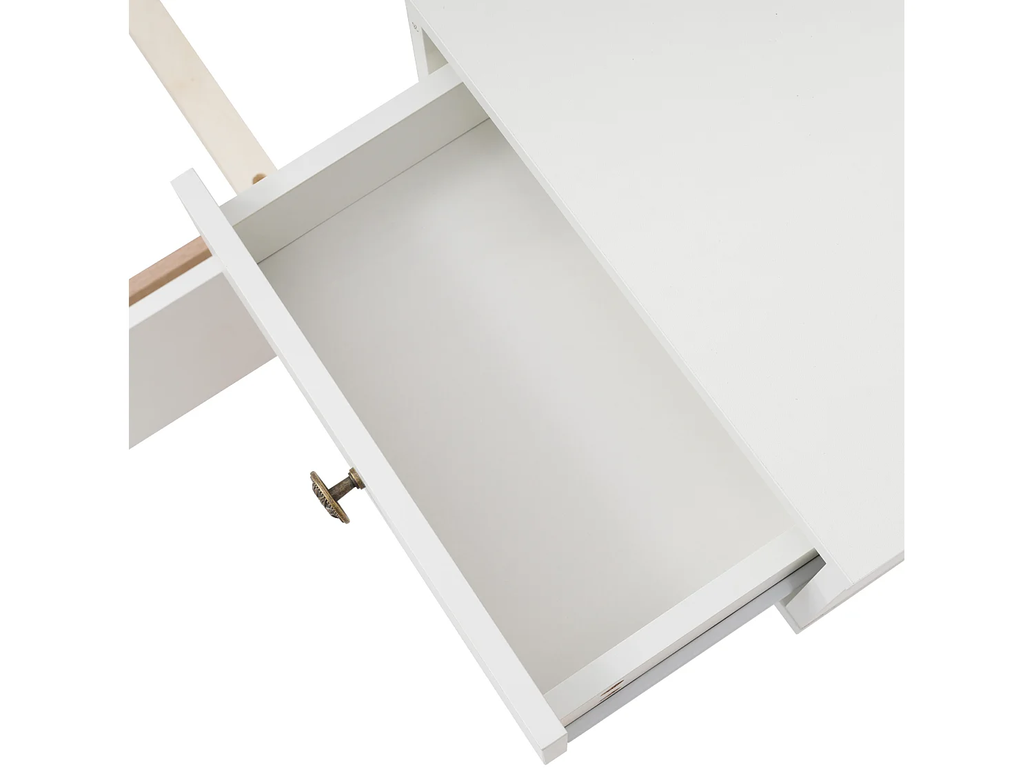 Lit Double en Bois 180x200 cm + 2 Tables de chevet avec LED et USB - Blanc(sans matelas)