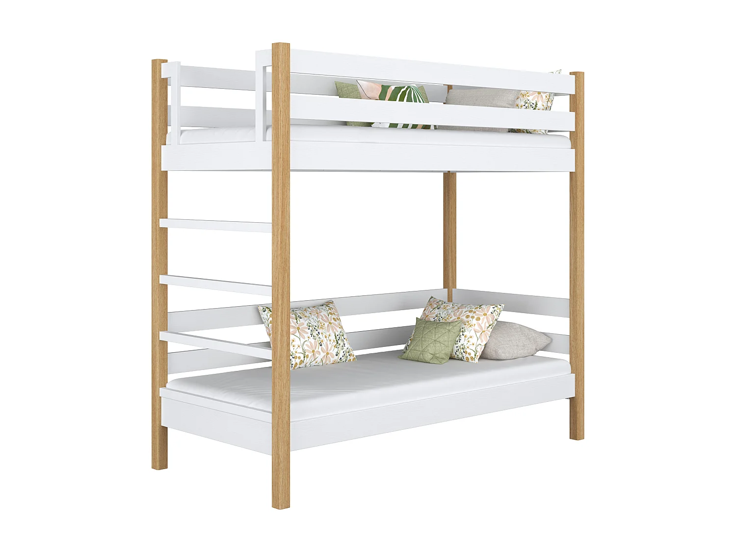 Lit superposé en bois N03 Blanc / Chêne Naturel 100x190