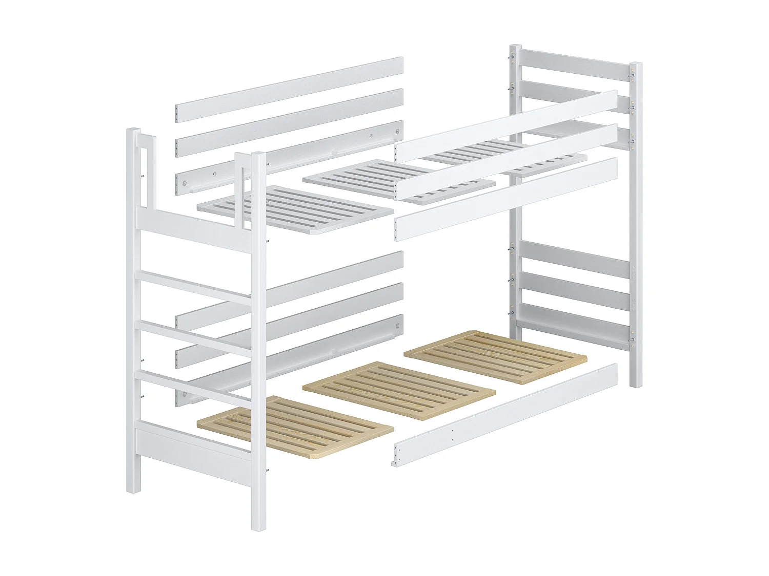 Lit superposé en bois N03 Blanc / Chêne Naturel 100x190