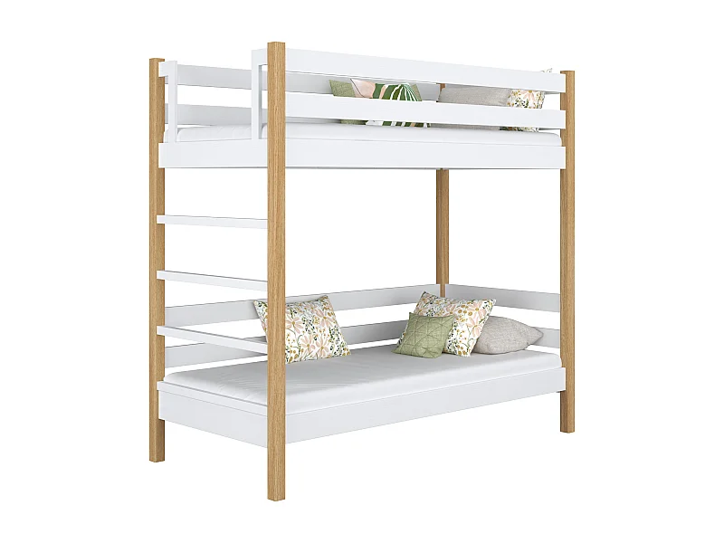 ETAGENBETT N03 Weiß / Eiche Natur 100x190