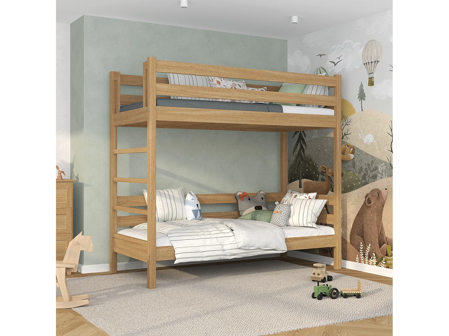 ETAGENBETT N03 Eiche Natur 100x190