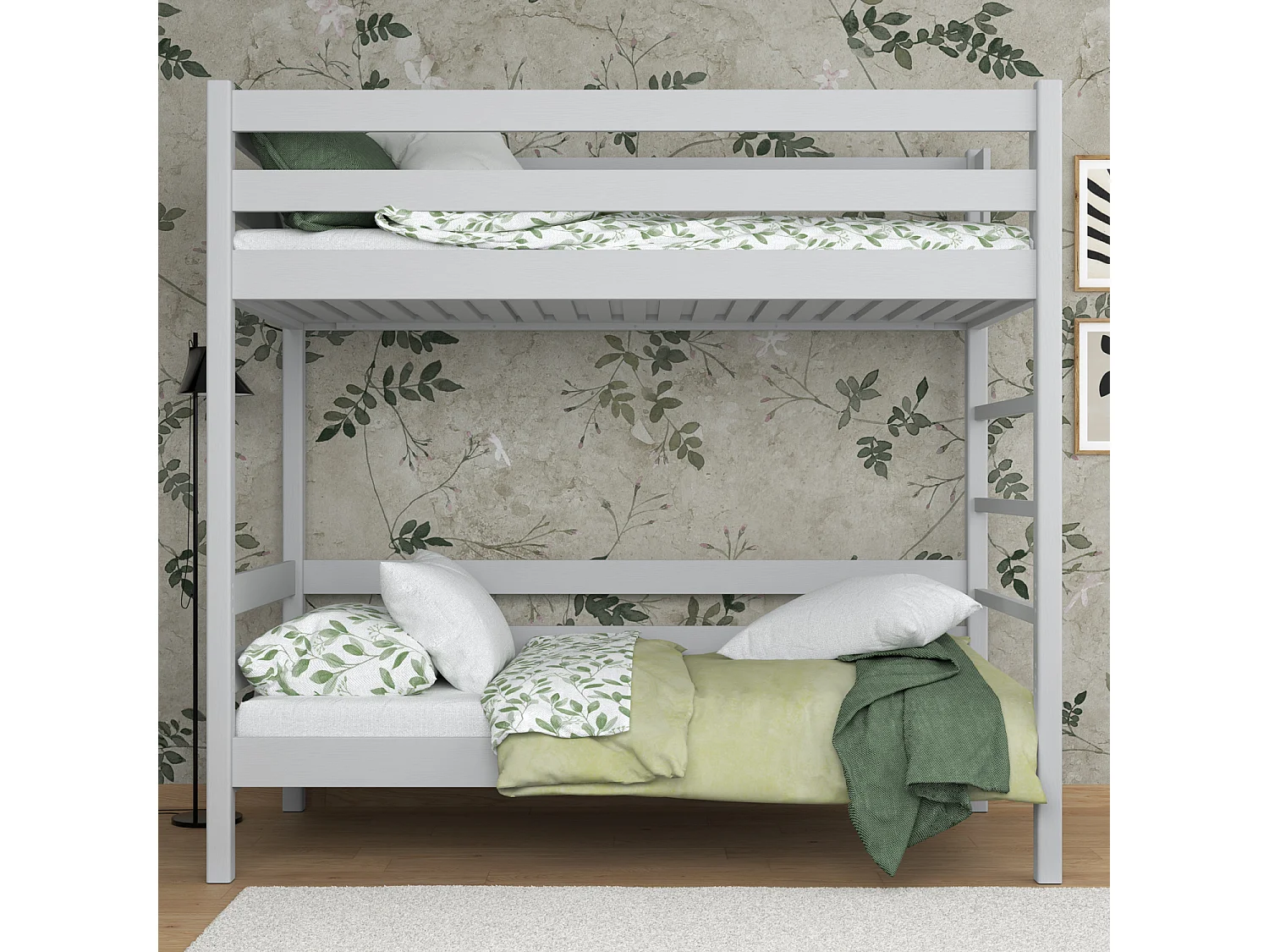 Lit superposé en bois N03 Gris 100x180