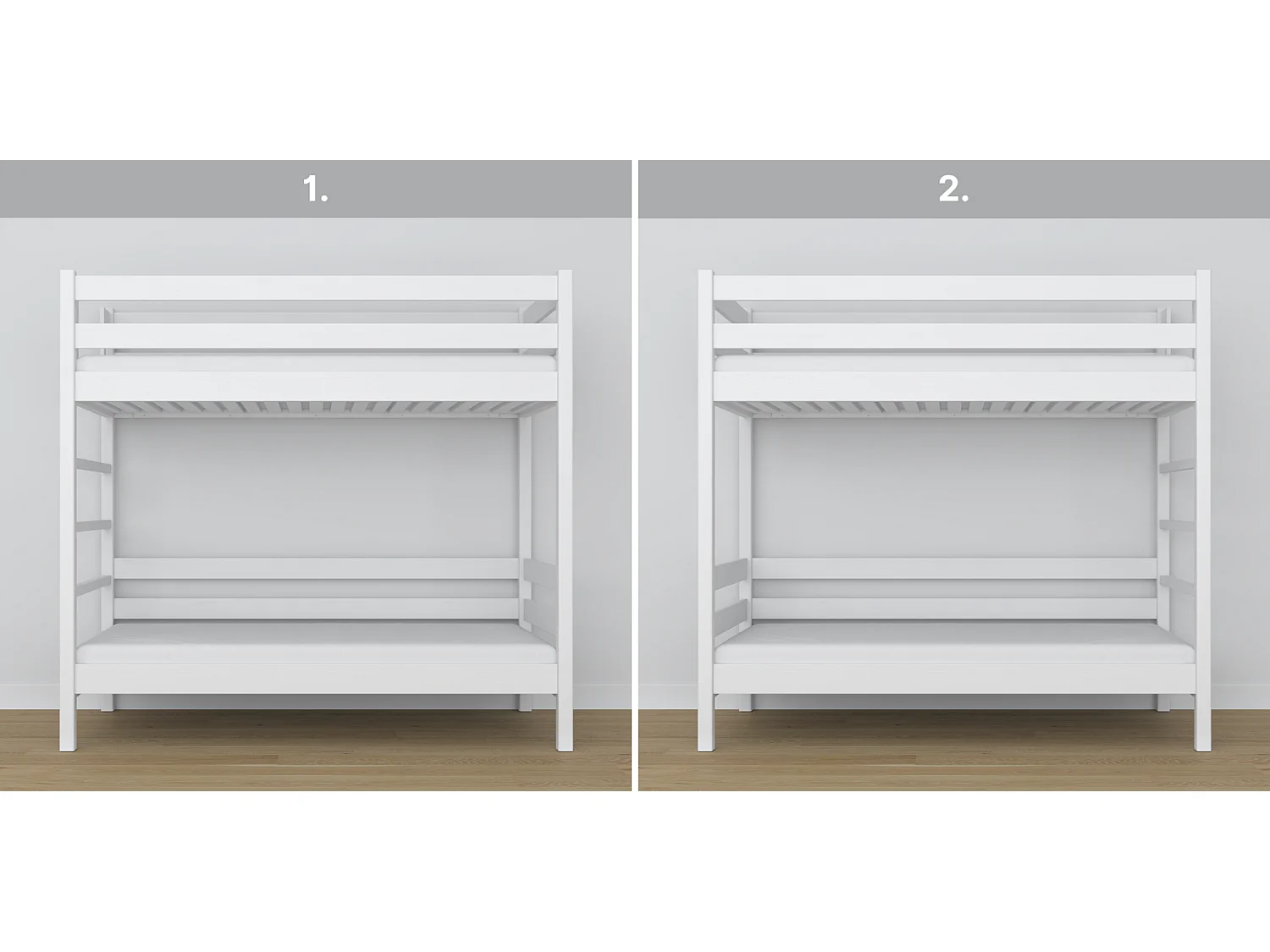 Lit superposé en bois N03 Blanc 120x180