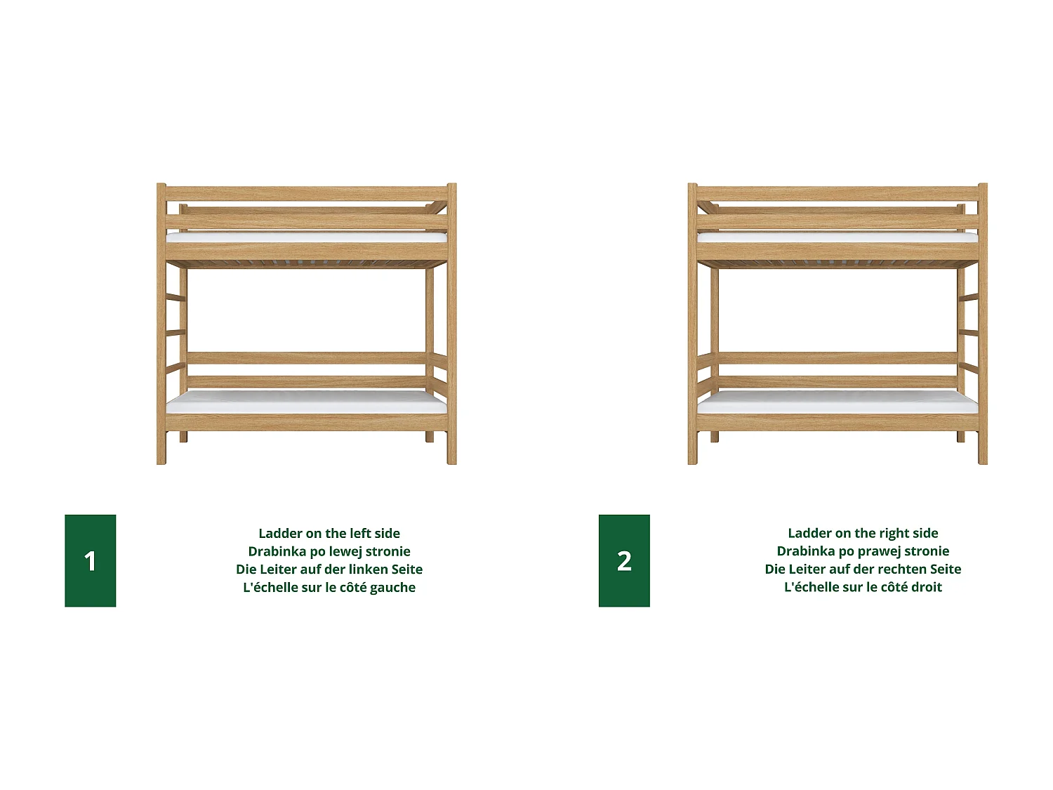 Lit superposé en chêne N03 Chêne Naturel 120x180